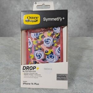 A3.  OtterBox Symmetry+ Magsafe Series Apple iPhone 14 Plus -  Pink‎ Flower